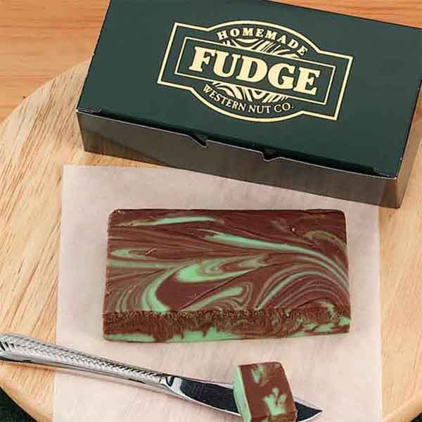 1lb Box Of Chocolate Mint Swirl Fudge Western Nut Company Inc